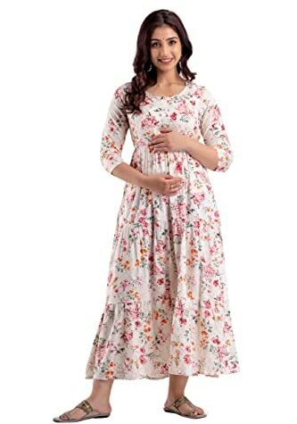 Rayon Maternity Feeding Kurti with Zipper and Belt for preganant Women